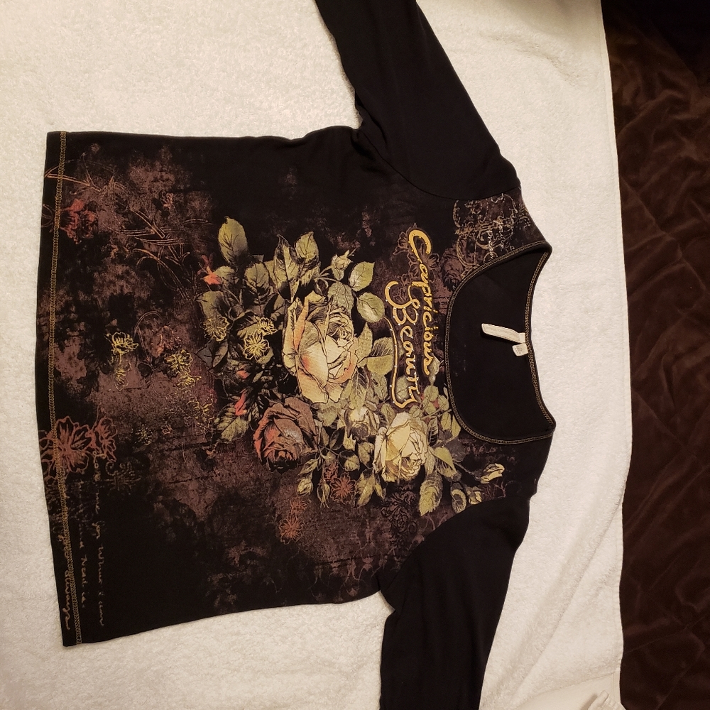 Black Knit 3/4 Sleeve Top - Picture 2 of 7